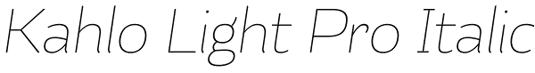 Kahlo Light Pro Italic Font