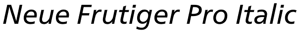 Neue Frutiger Pro Italic Font