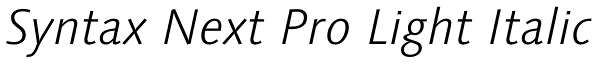 Syntax Next Pro Light Italic Font