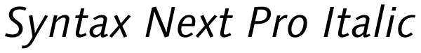 Syntax Next Pro Italic Font