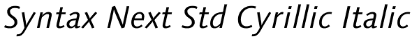 Syntax Next Std Cyrillic Italic Font