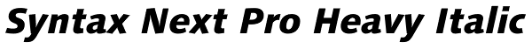 Syntax Next Pro Heavy Italic Font