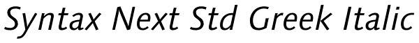 Syntax Next Std Greek Italic Font