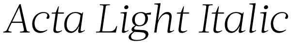 Acta Light Italic Font