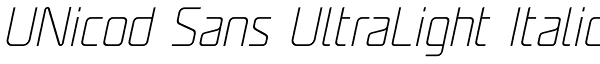 UNicod Sans UltraLight Italic Font