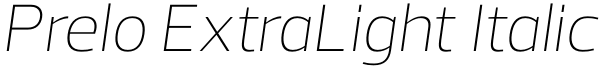 Prelo ExtraLight Italic Font