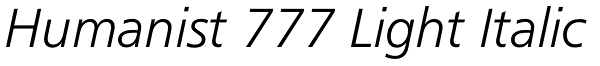 Humanist 777 Light Italic Font