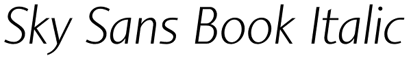 Sky Sans Book Italic Font