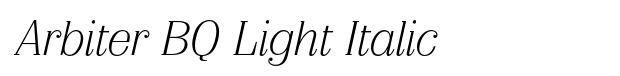 Arbiter BQ Light Italic Font