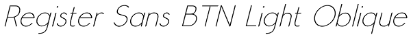 Register Sans BTN Light Oblique Font