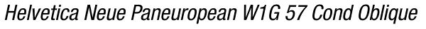Helvetica Neue Paneuropean W1G 57 Cond Oblique Font