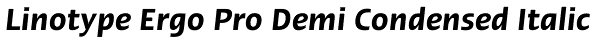 Linotype Ergo Pro Demi Condensed Italic Font