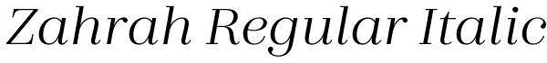 Zahrah Regular Italic Font