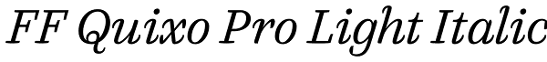 FF Quixo Pro Light Italic Font